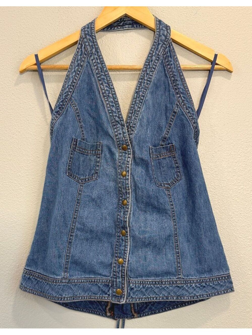 Vintage Faded Glory Denim Halter Top - Women's Large - Picture 2 of 8